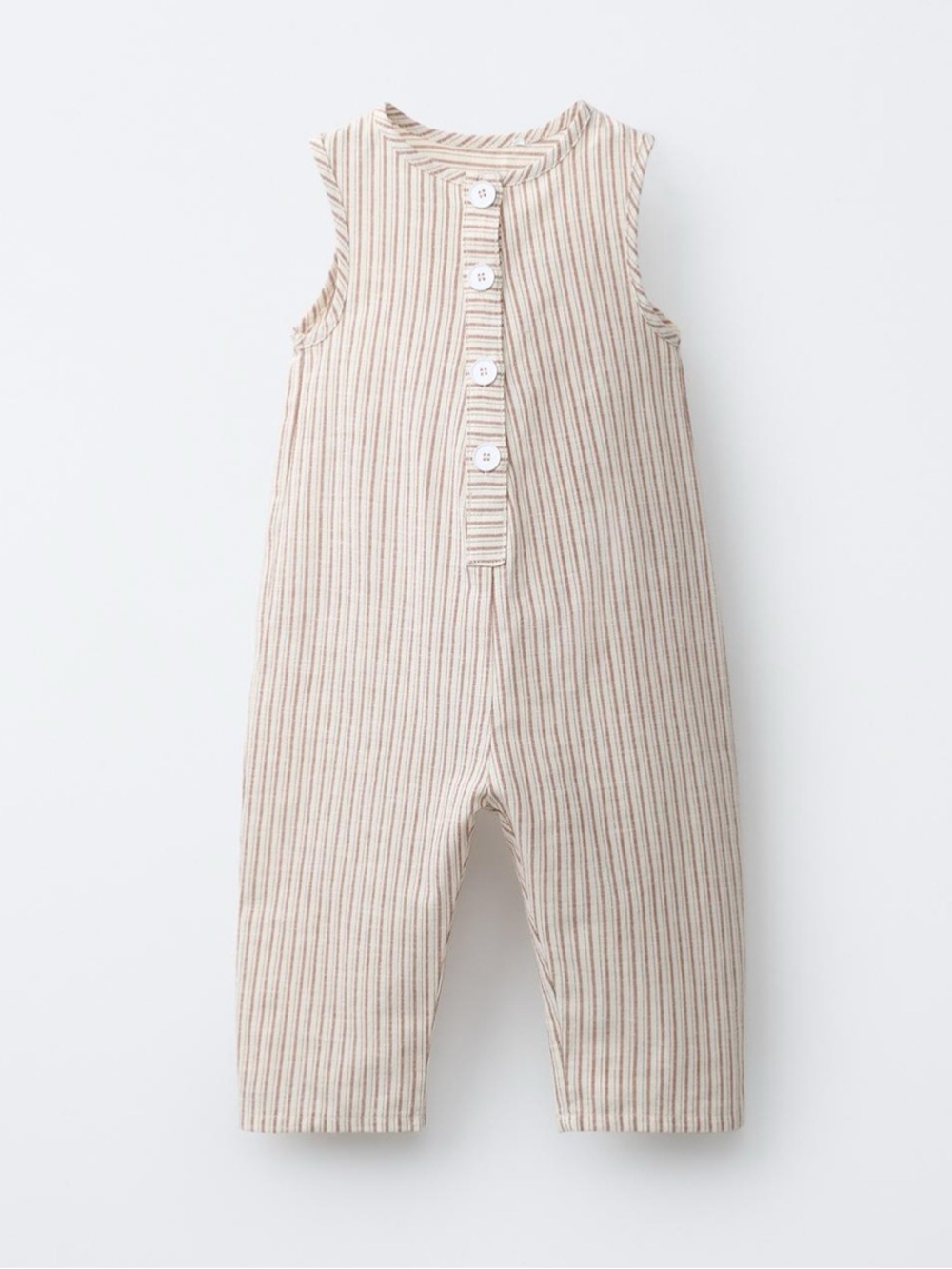 ZARA LONG STRIPED OVERALLS WITH COTTON AND LINEN